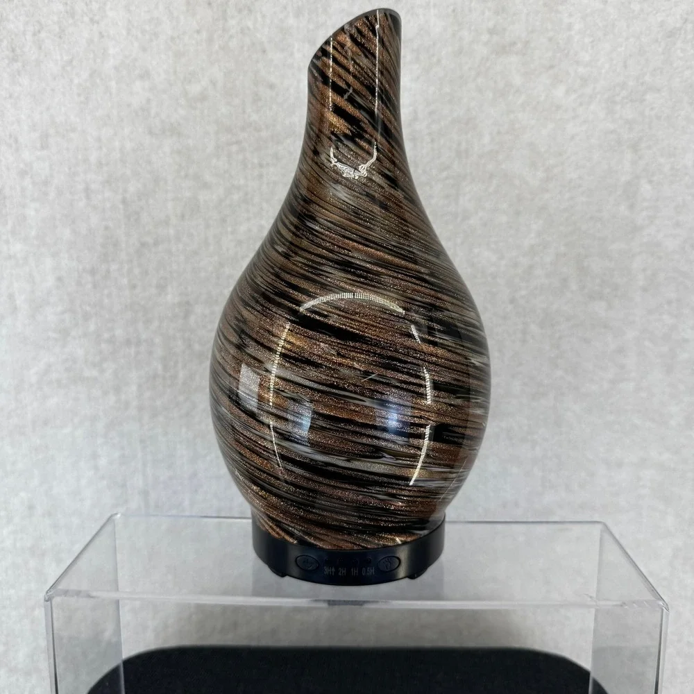 Equsupro Glass Essential Oil Diffuser Brown Gold Glitter Mister NEW open box